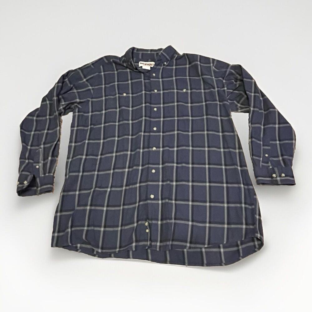 2 Wrangler Rugged Wear Flannel Shirts Cotton - Blue & Gray - 2XL